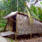 Mekong-Delta Einfache Wohnhüttenam Rande der kleinen Kanäle